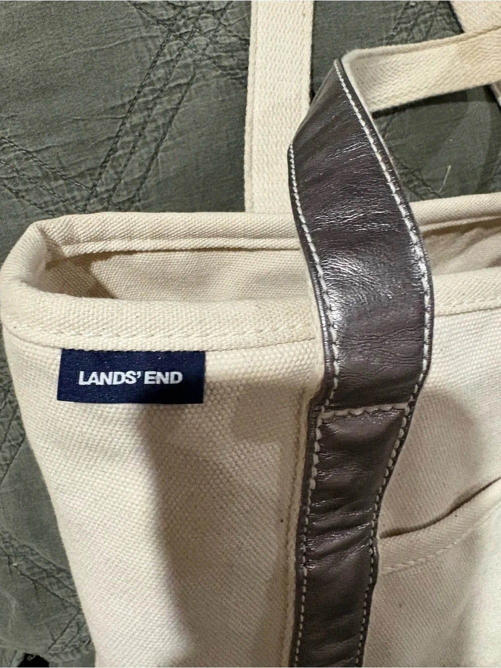 Lands End zip top tote bag